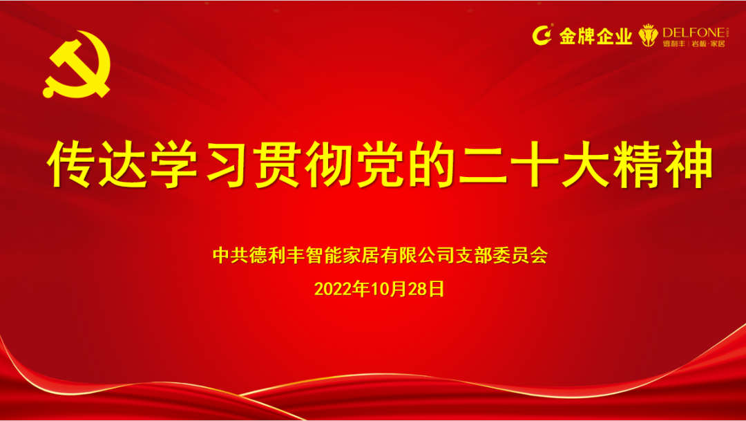 德利豐黨支部傳達(dá)學(xué)習(xí)貫徹黨的二十大精神